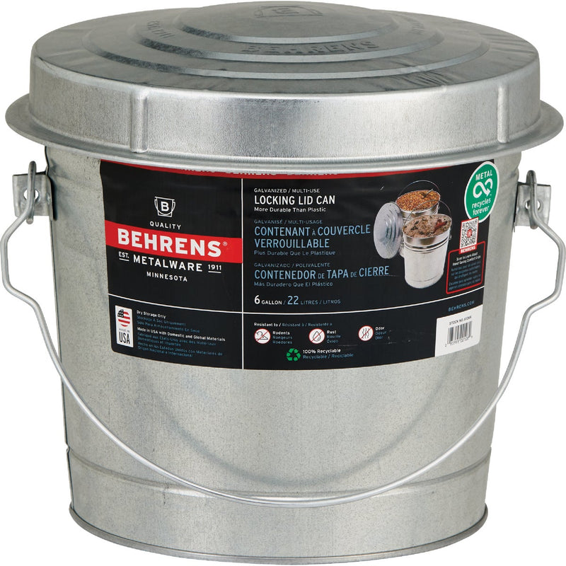 Behrens 6 Gal. Galvanized Locking Lid Trash Can with Lid