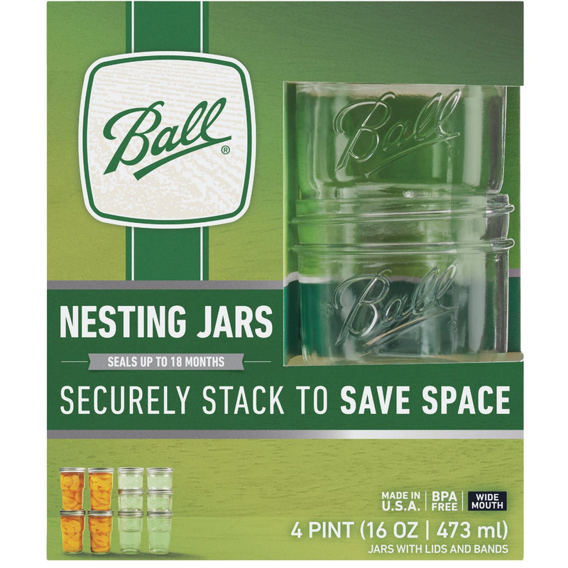 Ball Wide Mouth 16 Oz Nesting Mason Jar (4-Pack)