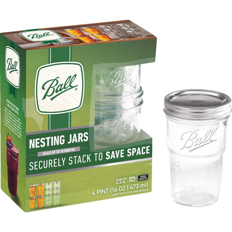 Ball Wide Mouth 16 Oz Nesting Mason Jar (4-Pack)