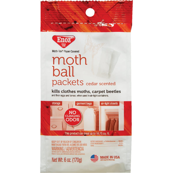 Enoz Moth-Tek 6 Oz. 18.75 Cu. Ft. Coverage Paper Packets Moth Balls