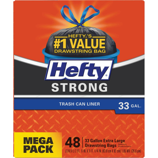 Hefty Strong 33 Gal. Extra Large Black Trash Bag (48-Count)