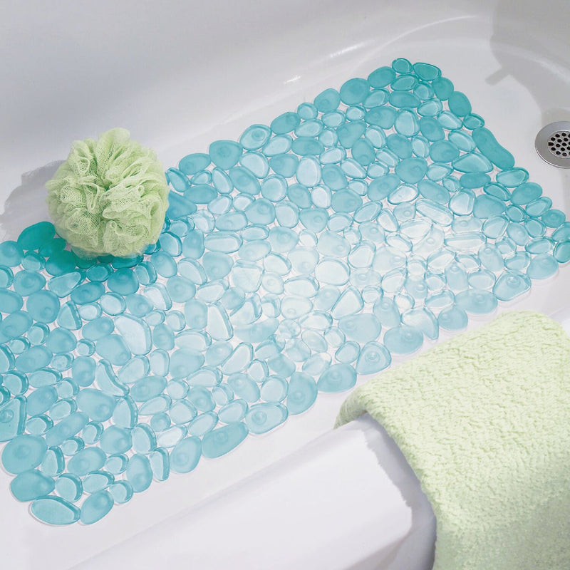 iDesign Pebblz 13.5 In. x 26 In. Blue Bath Mat