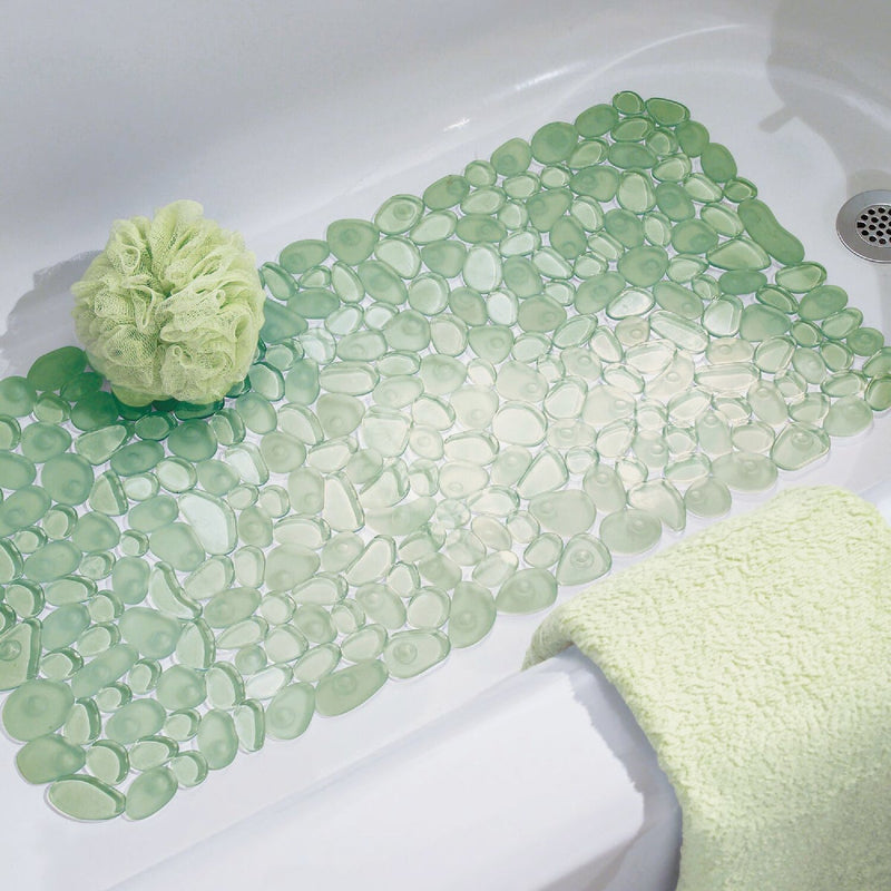 iDesign Pebblz 13.5 In. x 26 In. Green Bath Mat