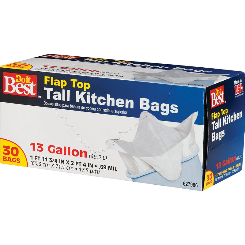 Do it Best 13 Gal. Tall Kitchen White Trash Bag (30-Count)