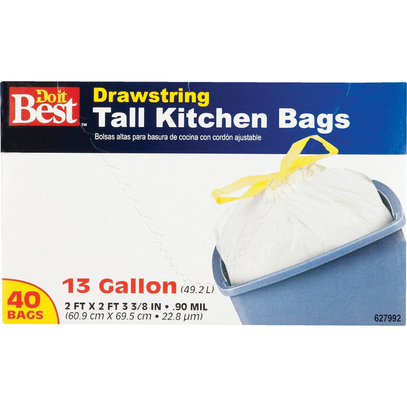 Do it Best 13 Gal. Tall Kitchen White Trash Bag (40-Count)