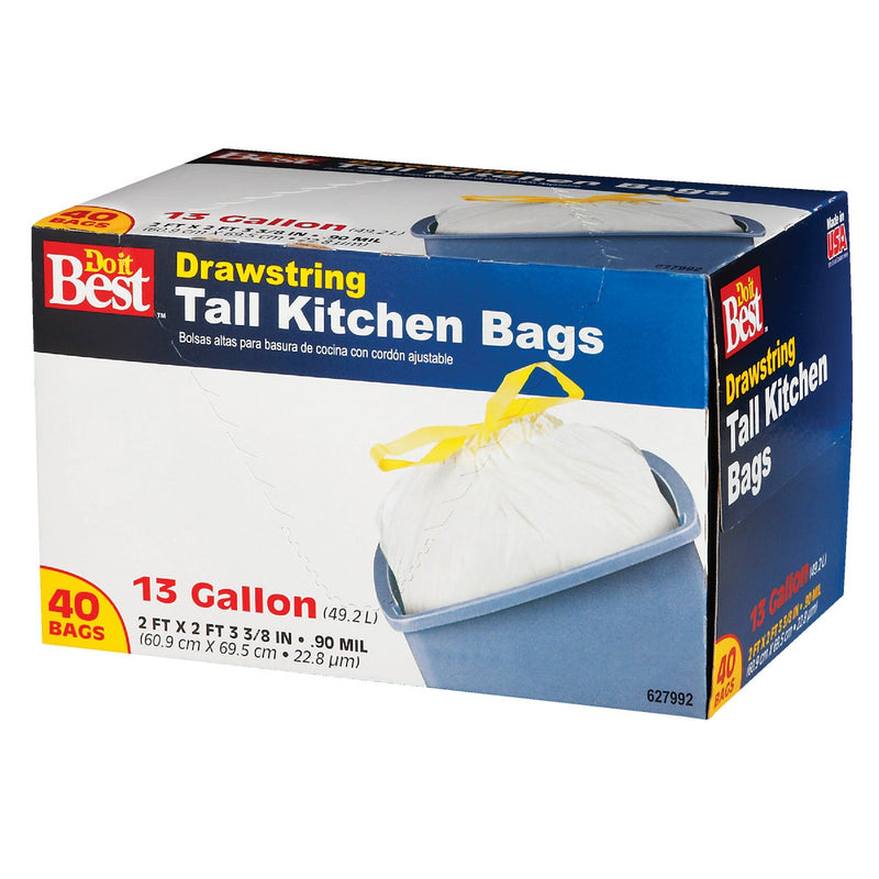 Do it Best 13 Gal. Tall Kitchen White Trash Bag (40-Count)