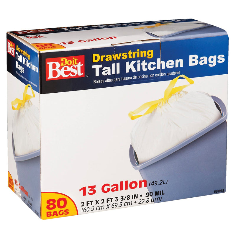 Do it Best 13 Gal. Tall Kitchen White Trash Bag (80-Count)