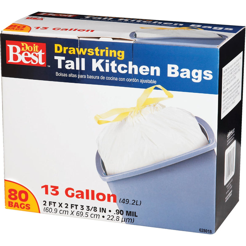 Do it Best 13 Gal. Tall Kitchen White Trash Bag (80-Count)