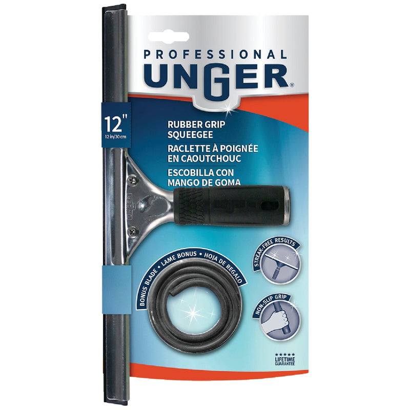 Unger Professional 12 In. Rubber Grip Squeegee with Bonus Rubber