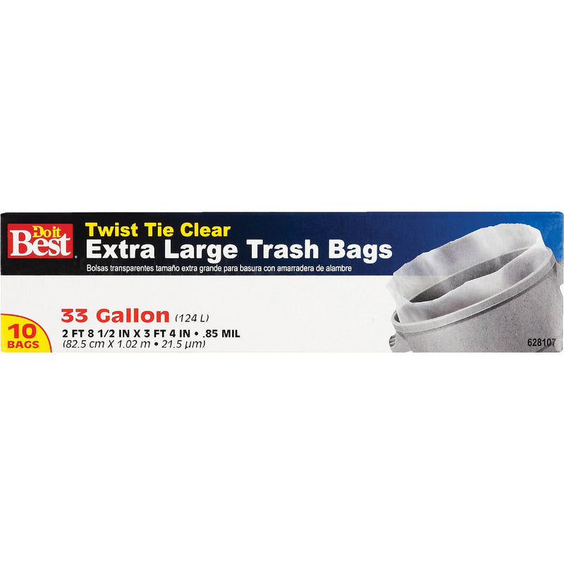 Do it Best 33 Gal. Extra Large Clear Trash Bag (10-Count)