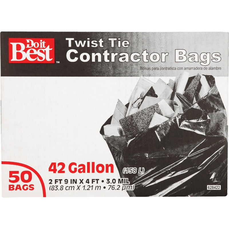 Do it Best 42 Gal. Twist Tie Contractor Black Trash Bag (50-Count)