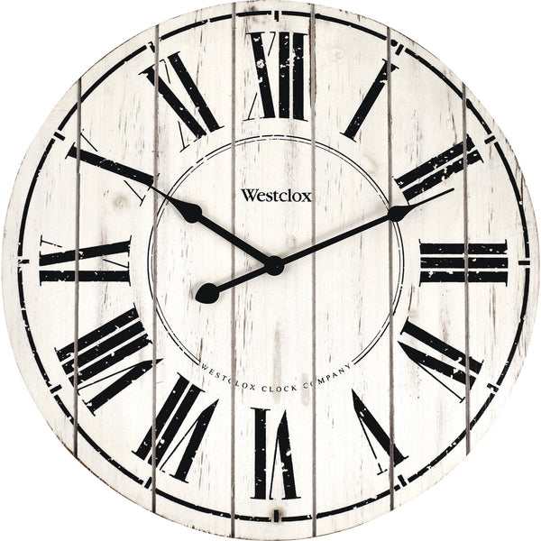 Westclox 18 In. Whitewash Wood Wall Clock