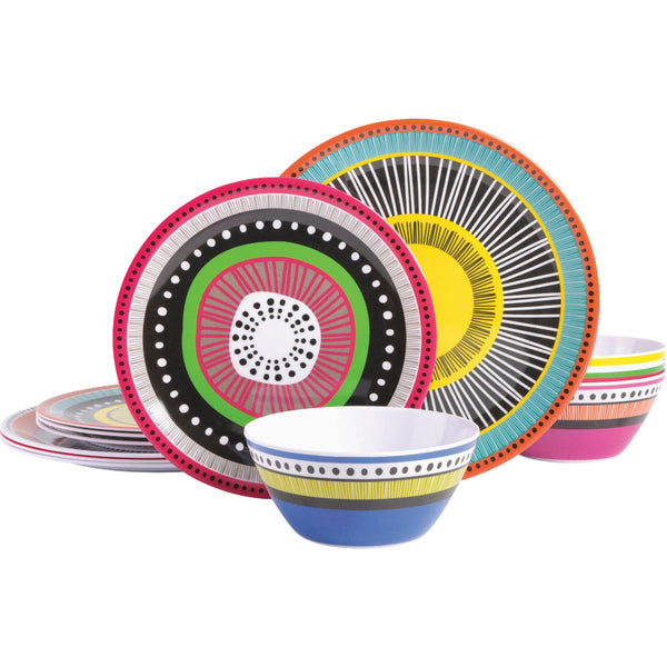 Gibson Home Almira Assorted Colors Dinnerware Set (12-Piece)