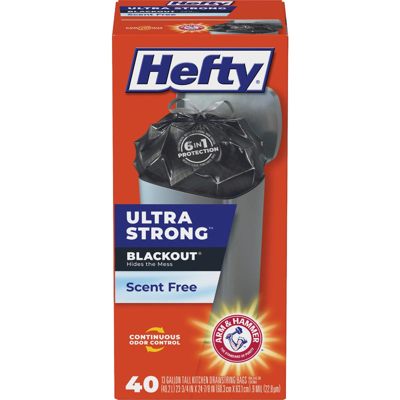 Hefty BlackOut 13 Gal. Tall Kitchen Black Trash Bag (40-Count)