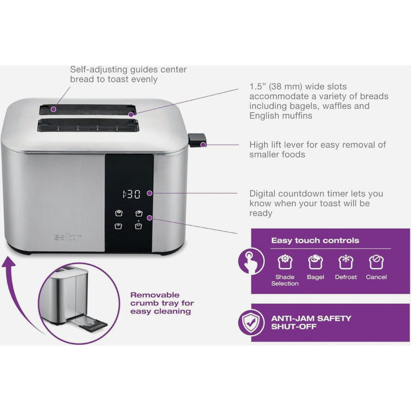 Salton 2-Slice Stainless Steel Digital Countdown Toaster