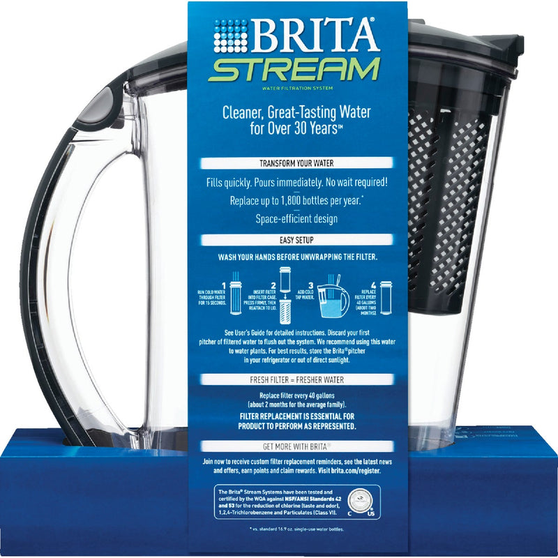 Brita Large Carbon Gray 10-Cup Filter-As-You-Pour Pitcher