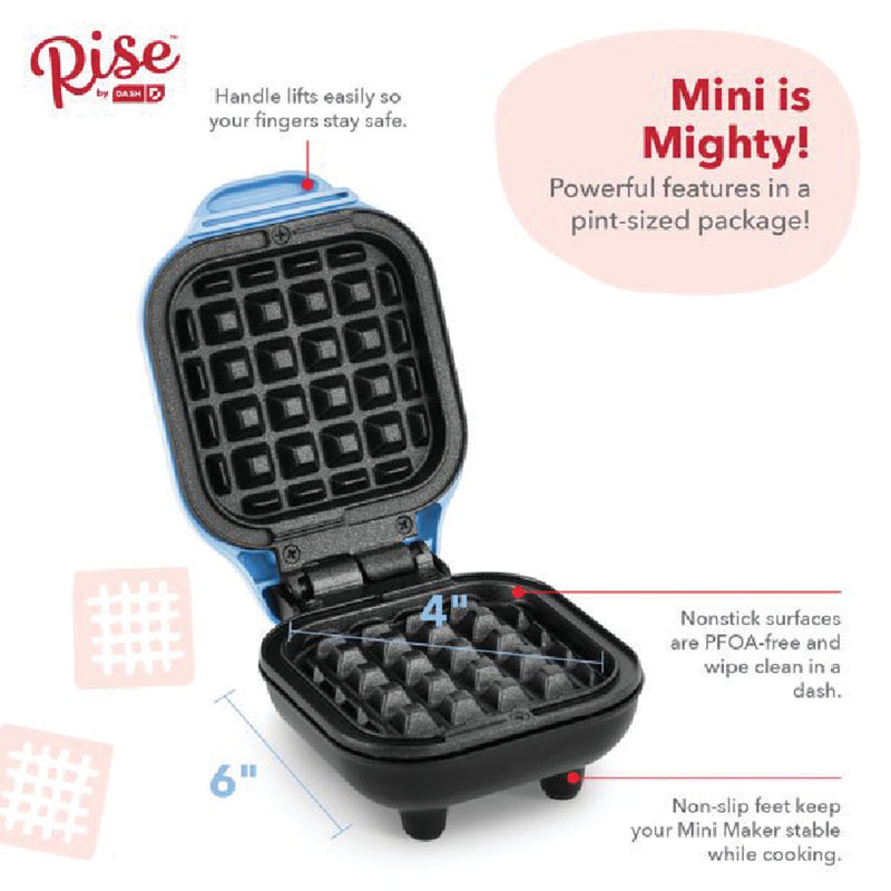 Rise by Dash 4 In. Light Blue Mini Waffle Maker