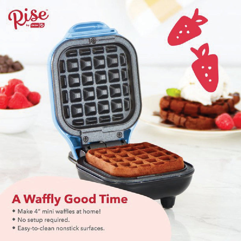 Rise by Dash 4 In. Light Blue Mini Waffle Maker