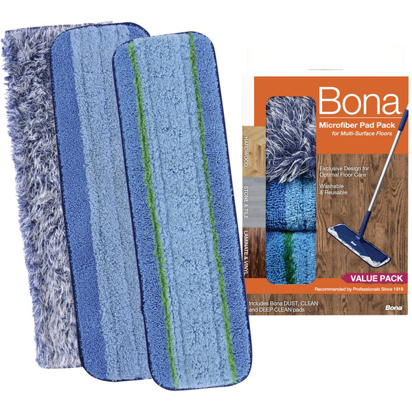 Bona 4 In. W. x 15 In. L. Microfiber Cleaning Pad Mop Refill with Dusting Pad (3-Count)