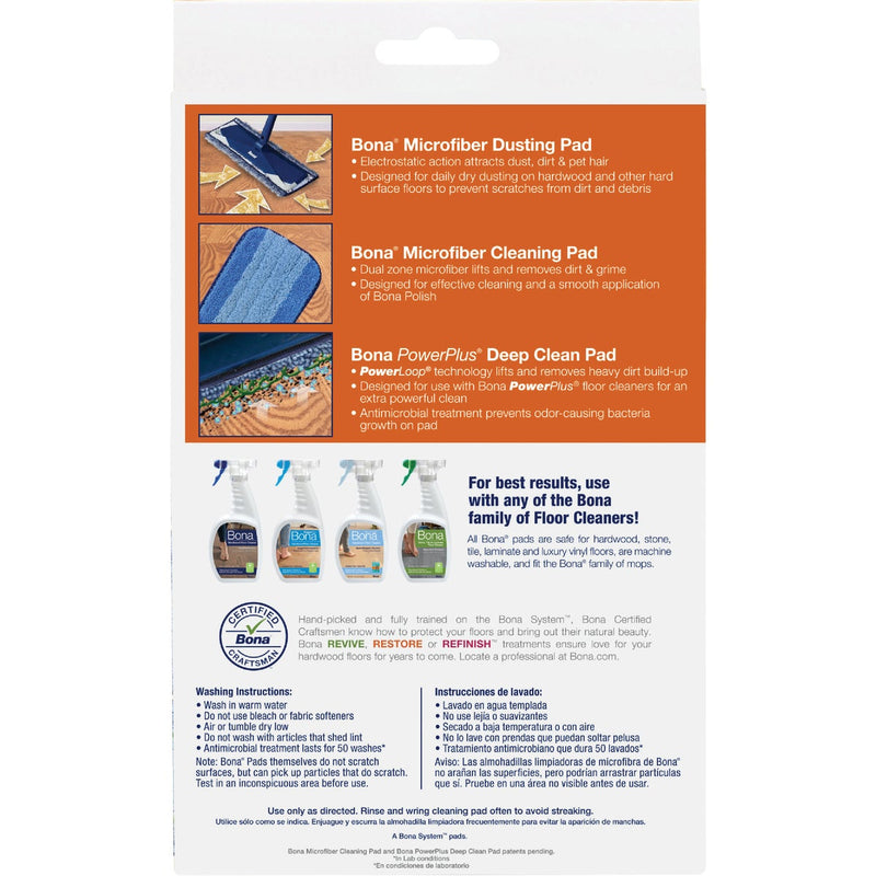 Bona 4 In. W. x 15 In. L. Microfiber Cleaning Pad Mop Refill with Dusting Pad (3-Count)