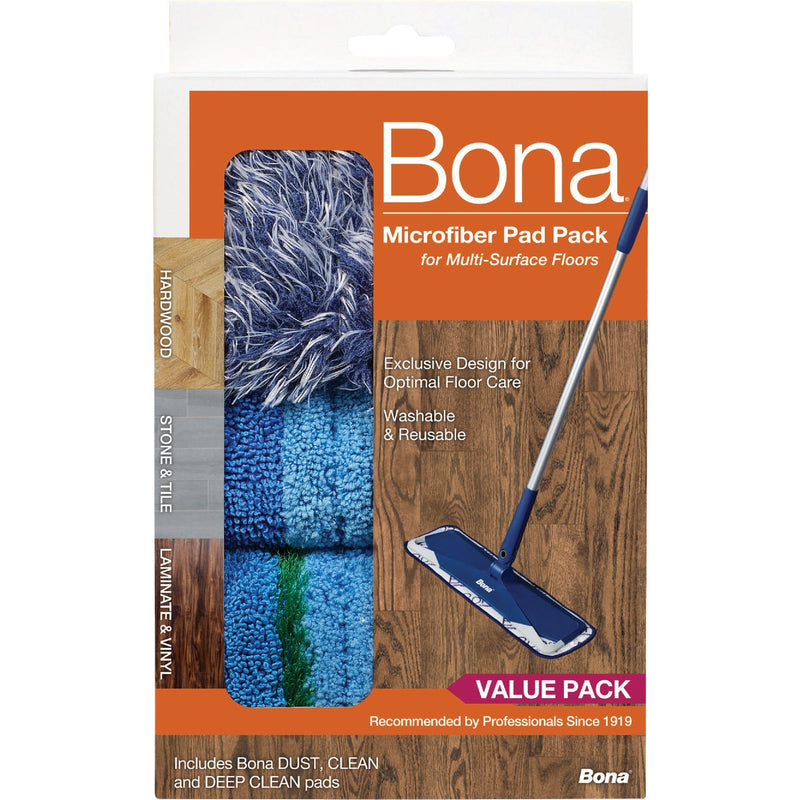 Bona 4 In. W. x 15 In. L. Microfiber Cleaning Pad Mop Refill with Dusting Pad (3-Count)