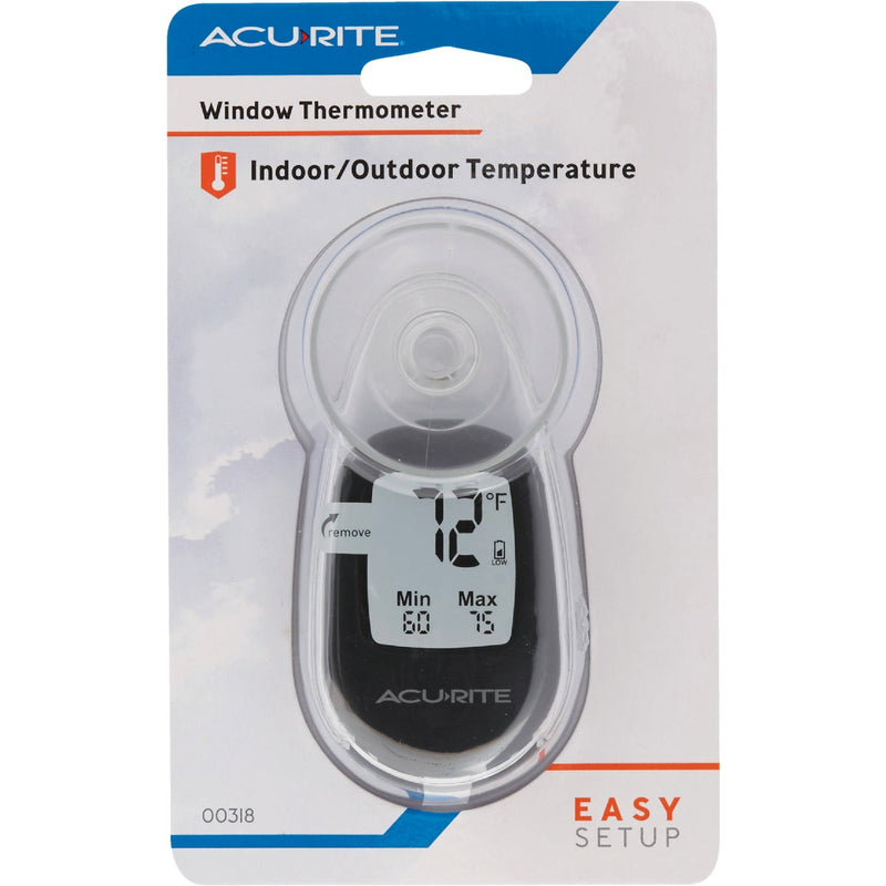 Acurite -4 deg F to 158 deg Fahrenheit Black Window Thermometer