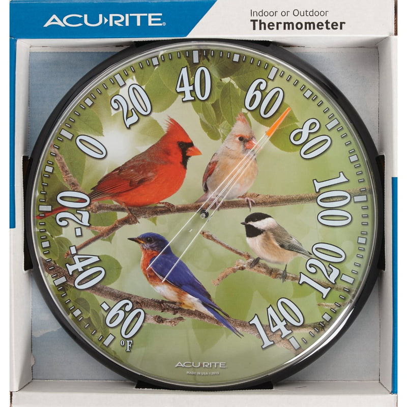 Acurite 12" Dia Plastic Dial Songbird Indoor & Outdoor Thermometer