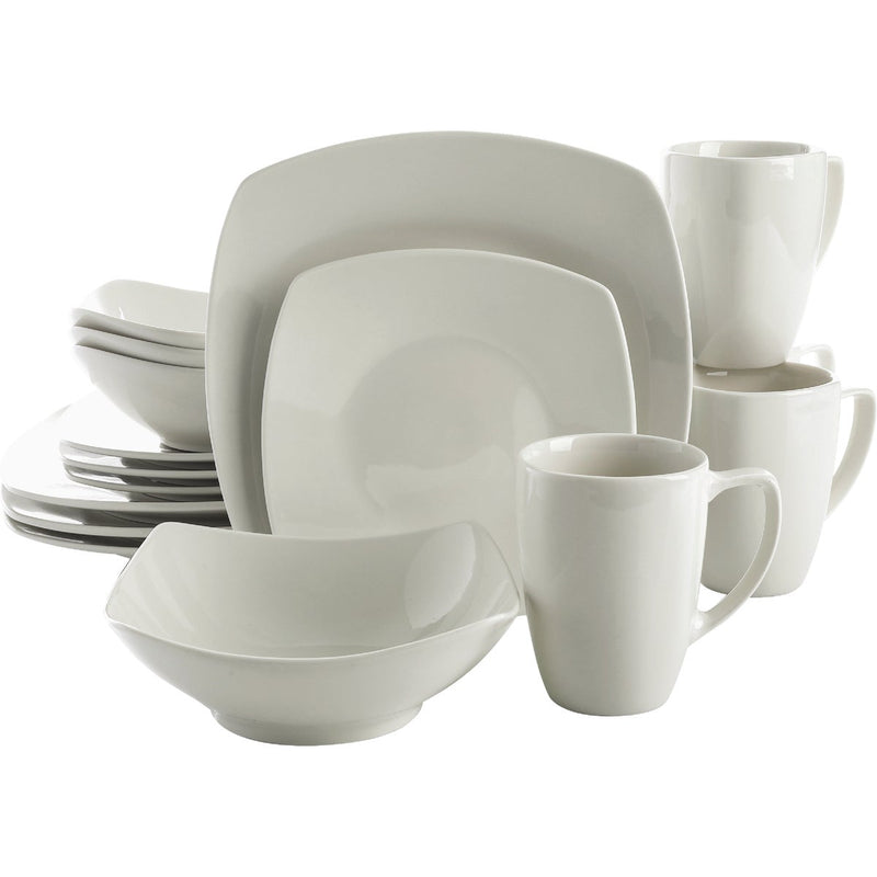 Gibson Home Zen Buffetware White Soft-Square Dinnerware Set (16-Piece)