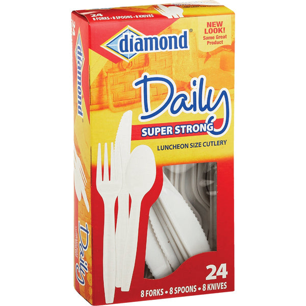 Diamond Heavy-Duty Plastic Cutlery Set (24-Piece)