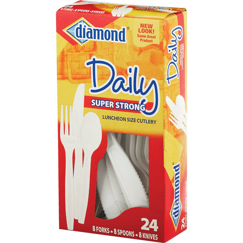 Diamond Heavy-Duty Plastic Cutlery Set (24-Piece)