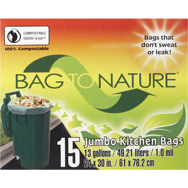 Bag-To-Nature 13 Gal. Compostable Green Trash Bag (15-Count)