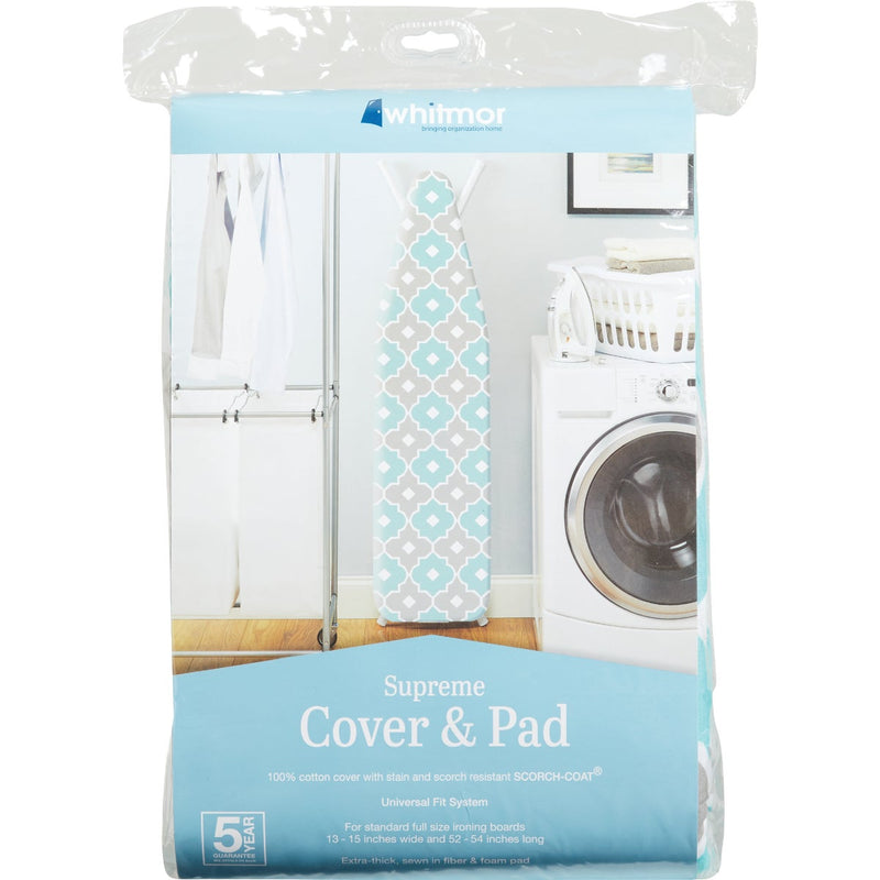 Whitmor Reversible Ironing Board Cover/Pad - Paragon Turquoise & Gray