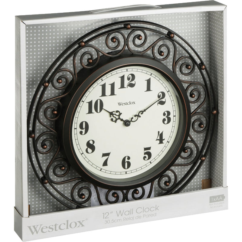 Westclox 12 In. Round Wrought Iron Design Wall Clock