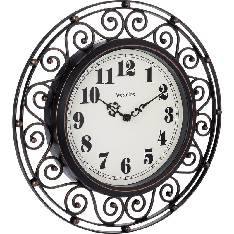 Westclox 12 In. Round Wrought Iron Design Wall Clock