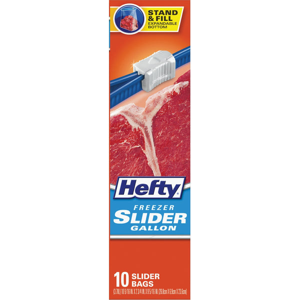 Hefty 1 Gal. Slider Freezer Bag Stand & Fill Expandable Bottom (10-Count)