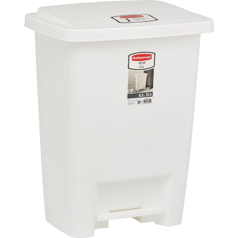 Rubbermaid 8.25 Gal. White Step-On Wastebasket