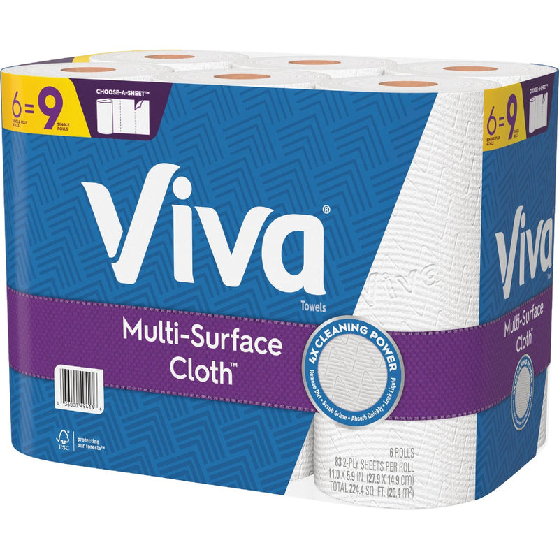 Viva Multi-Surface Cloth Choose-A-Sheet Single Plus Paper Towels (6 Single Plus)