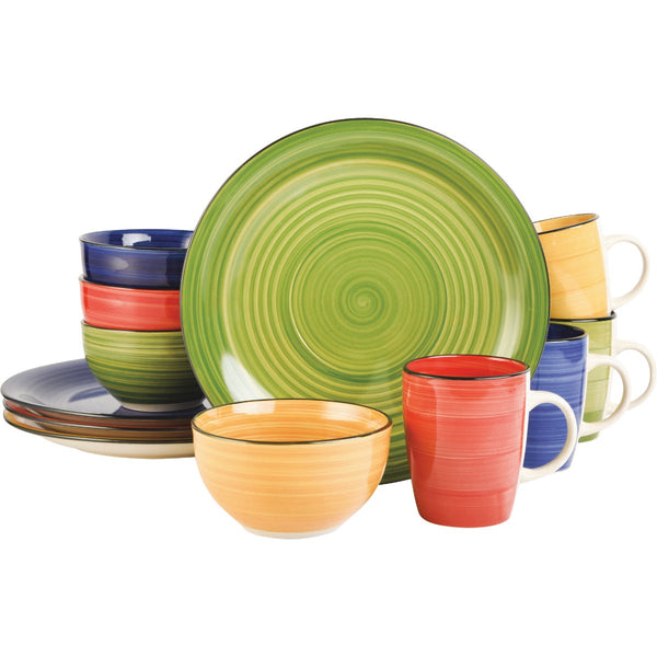 Gibson Home Color Vibes Assorted Color Stoneware Dinnerware Set (12-Piece)