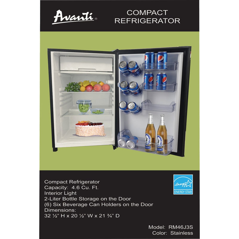 Avanti 4.4 Cu. Ft. Stainless Steel Counter High Door Refrigerator with Separate Chiller