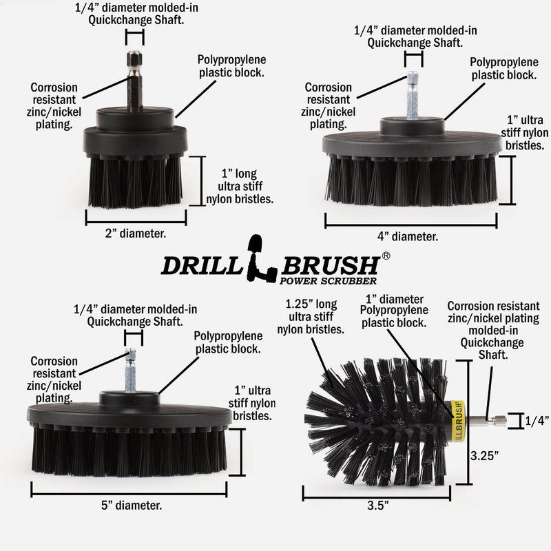 Drillbrush BBQ Grill Cleaning Ultra Stiff Black Drill Brush (4 Piece)