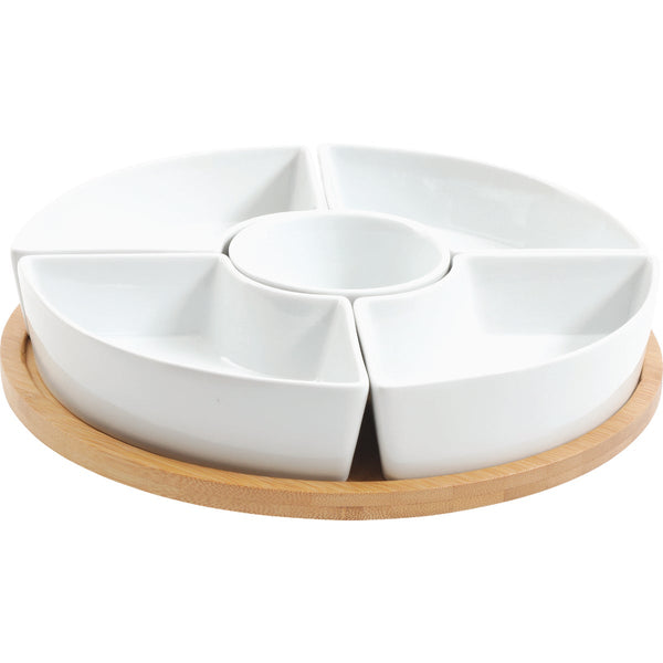 Gibson Home Gracious Dining Tidbit Dishes with Wood Base (6-Piece)