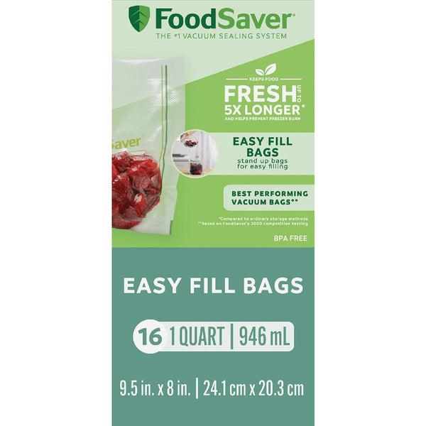 FoodSaver Easy Fill Qt. Vacuum Sealer Bags (16-Count)