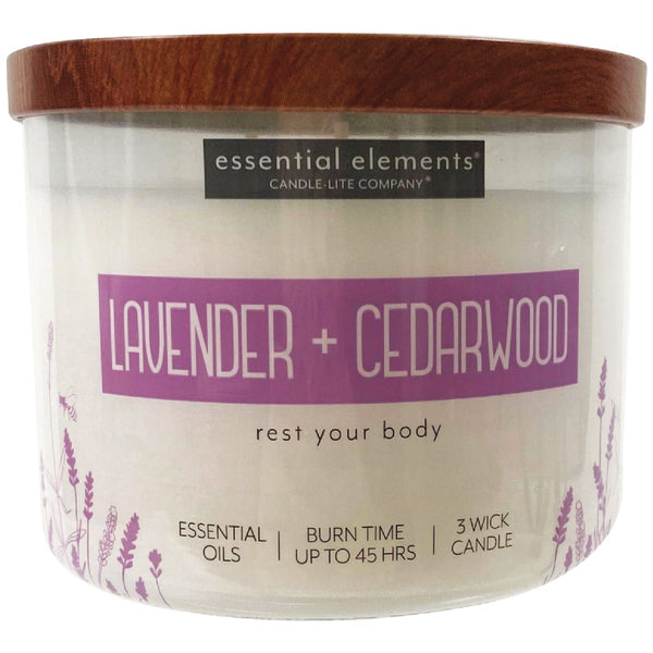 Candle-Lite Essential Elements 14.75 Oz. Lavender & Cedarwood Jar Candle with Lid