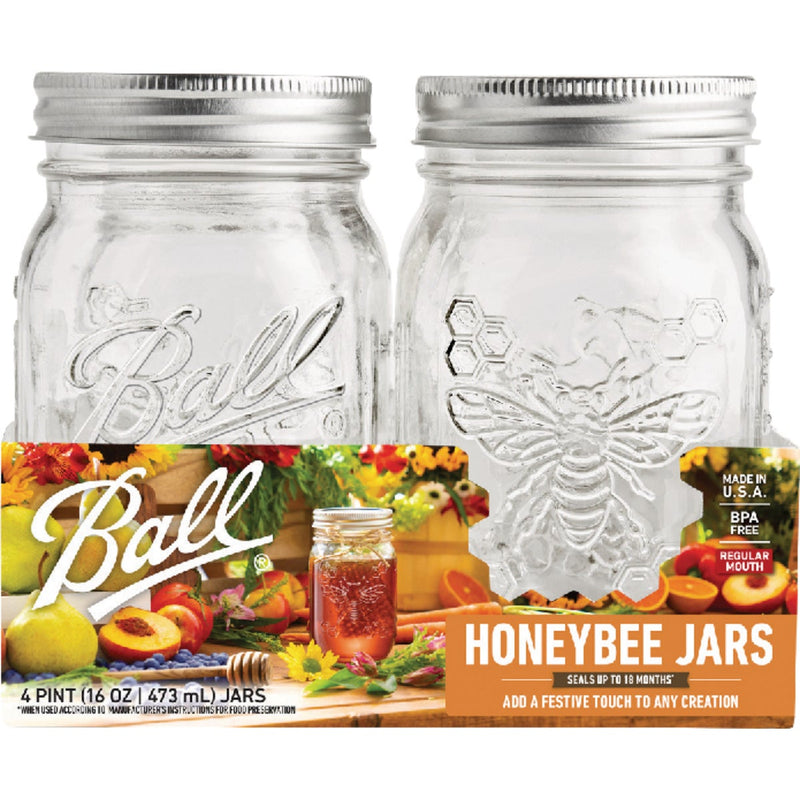 Ball 16 Oz. Regular Mouth Honeybee Jar (4-Pack)