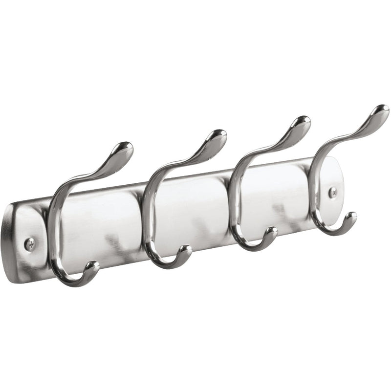 iDesign Bruschia Brushed Nickel 4-Hook Rack