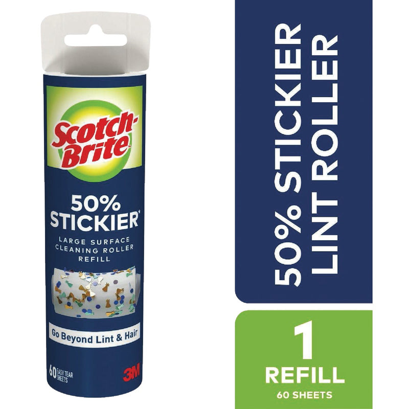 Scotch-Brite 50% Stickier Large Surface Lint Roller Refill, 60 Sheets