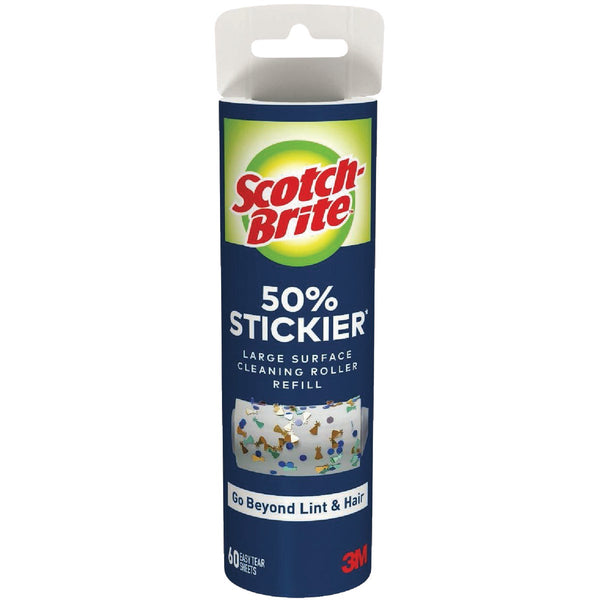 Scotch-Brite 50% Stickier Large Surface Lint Roller Refill, 60 Sheets