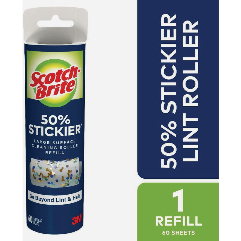 Scotch-Brite 50% Stickier Large Surface Lint Roller Refill, 60 Sheets