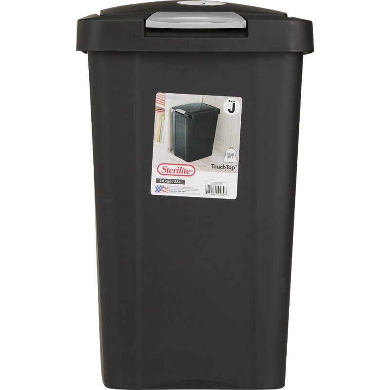 Sterilite 7.5 Gal. Black TouchTop Wastebasket