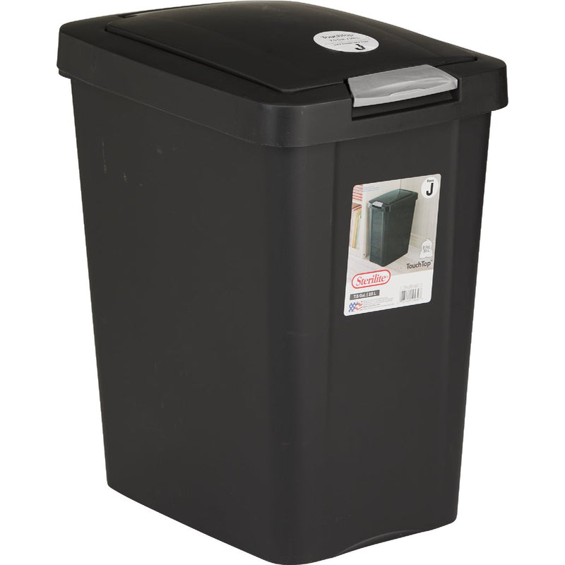 Sterilite 7.5 Gal. Black TouchTop Wastebasket